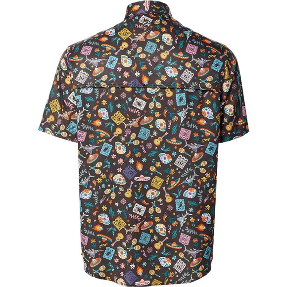 NEW Magellan Outdoors Men's Dia De Los Muertos Print Short Sleeve Fishing Shirt - Picture 2 of 8